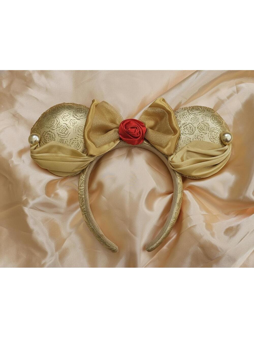 Belle Minnie Mouse Ears Mickey Bow Beauty & the Beast Headband